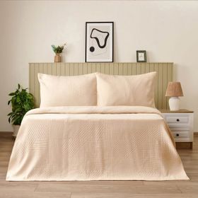 Evidea Soft Sara Bej 220x240 cm + 50x70 cm Çift Kişilik Yatak Örtüsü Seti