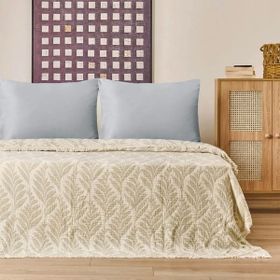 Evidea Soft Sardin Ekru Haki 160x220 cm Tek Kişilik Yatak Örtüsü