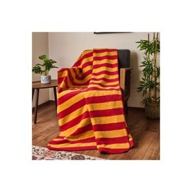 Evidea Soft Sarı Kırmızı 130x170 cm Pamuklu Çizgili TV Battaniyesi