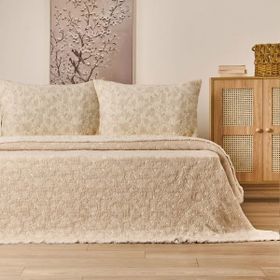 Evidea Soft Selimi Bej 230x250 cm Çift Kişilik Yatak Örtüsü Seti