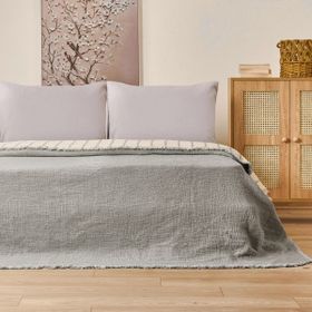 Evidea Soft Serena Ekru Antrasit 230x250 CM Çift Kişilik Yatak Örtüsü