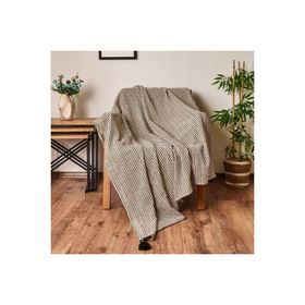 Evidea Soft Shiny Bej Siyah 130x170 cm Koltuk Şalı