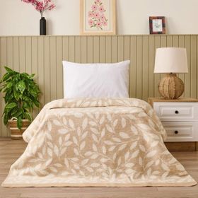 Evidea Soft Sprig Bej 150x200 cm Pamuklu Tek Kişilik Battaniye