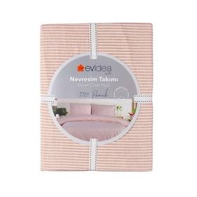 Evidea Soft Stripe Kiremit Çift Kişilik Nevresim Takımı