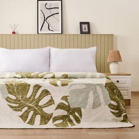Evidea Soft Tropic Yeşil 200x220 cm Pamuklu Çift Kişilik Battaniye