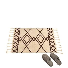 Evidea Soft Tufting Ekru 60x90 cm Çiçekli Banyo Paspası