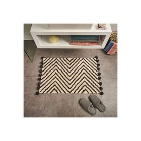 Evidea Soft Tufting Nora Ekru Antrasit 60x90 cm Banyo Paspası