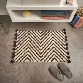 Evidea Soft Tufting Nora Ekru Antrasit 60x90 cm Banyo Paspası