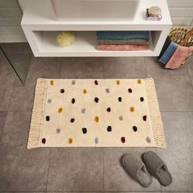 Evidea Soft Tufting Vira Ekru Siyah 60x90 cm Banyo Paspası