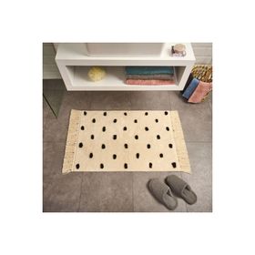 Evidea Soft Tufting Vira Ekru Siyah 60x90 cm Banyo Paspası