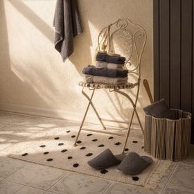 Evidea Soft Tufting Vira Ekru Siyah 60x90 cm Banyo Paspası