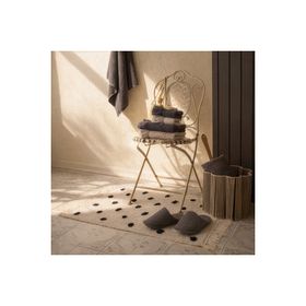 Evidea Soft Tufting Vira Ekru Siyah 60x90 cm Banyo Paspası