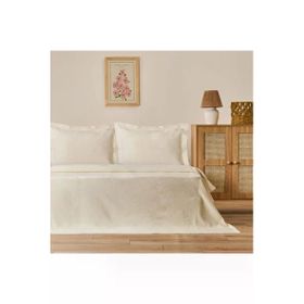 Evidea Soft Velinora Krem 220x240 cm Çift Kişilik Yatak Örtüsü Seti