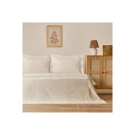 Evidea Soft Velinora Krem 220x240 cm Çift Kişilik Yatak Örtüsü Seti