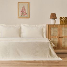 Evidea Soft Velinora Krem 220x240 cm Çift Kişilik Yatak Örtüsü Seti