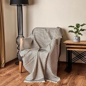 Evidea Soft Waffle Ekru Siyah 120x170 cm Koltuk Şalı