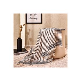 Evidea Soft Waffle Ekru Siyah 120x170 cm Koltuk Şalı