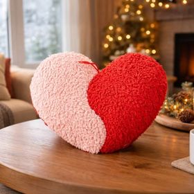 Evidea Soft Yinyang Kalp Figürlü Pembe Kırmızı 33x27 cm Yastık