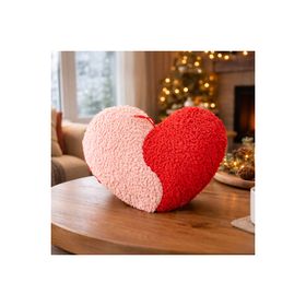 Evidea Soft Yinyang Kalp Figürlü Pembe Kırmızı 33x27 cm Yastık