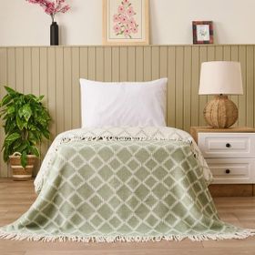 Evidea Soft Zivra Yeşil 150x200 cm Pamuklu Tek Kişilik Battaniye