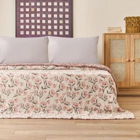 Evidea Vinerya Soft Krem 160x255 cm Tek Kişilik Yatak Örtüsü