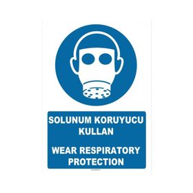 Evim Shopping AT 1358 Solunum Koruyucu Kullan Wear Respiratory Protection Uyarı Levhası