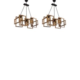 Evimdesign Fella 3'lü Ahşap Naturel 2'li Set Avize