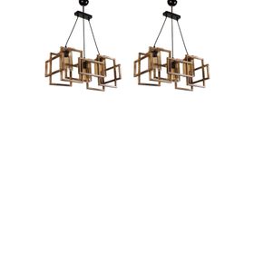 Evimdesign Fella 3'lü Ahşap Naturel 2'li Set Avize