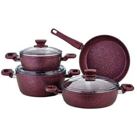 EvimSaray 8696060162707 Granit 7 Parça Defne Mor Tencere Seti