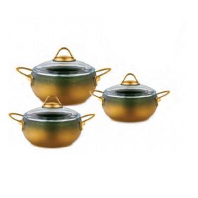 EvimSaray GoldStone Granit 6 Parça Alya Yeşil Mini Güveç Tencere Seti