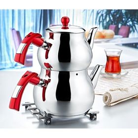 Evimsaray Şelale Aile Çaydanlık Takımı kırmızı