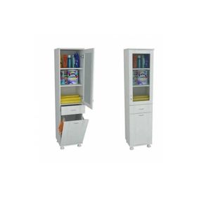 Evistro Lake Çamaşır Sepetli Camlı Banyo Boy Dolabı