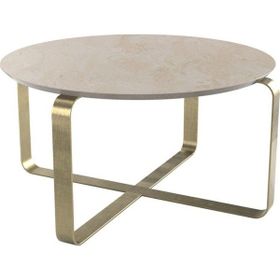 Evka Alonzo Metal Ayak Eskitme Pirinç Bej Mermer Tabla Orta Sehpa