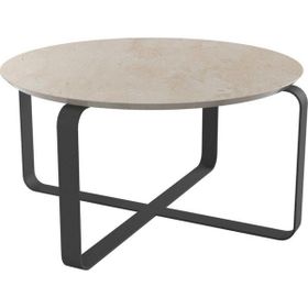 Evka Alonzo Metal Ayak Siyah Statik Bej Mermer Tabla Orta Sehpa