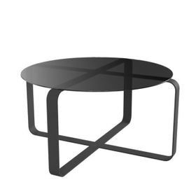 Evka Alonzo Metal Ayak Siyah Statik Füme Cam Tabla Orta Sehpa