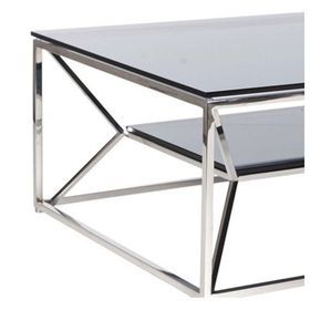 Evka Black Geo Camlı Metal Orta Sehpa