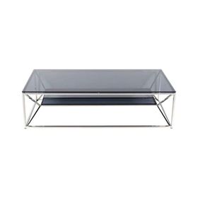 Evka Black Geo Camlı Metal Orta Sehpa