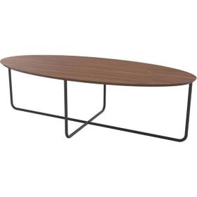 Evka Elips Metal Ayak Siyah Statik Ceviz Tabla Orta Sehpa