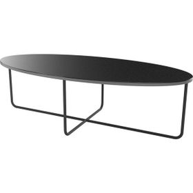 Evka Elips Metal Ayak Siyah Statik Şeffaf Cam Tabla Orta Sehpa