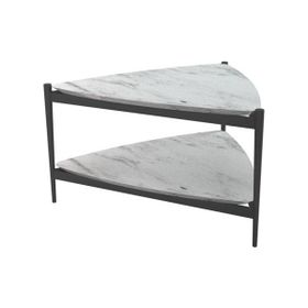 Evka Margina Metal Ayak Siyah Statik Beyaz Mermer Tabla Orta Sehpa