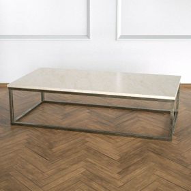 Evka Potrica Eskitme Pirinç Ayak Bej Mermer Tabla Orta Sehpa