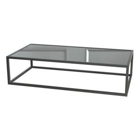 Evka Potrica Metal Siyah Ayak Şeffaf Cam Tabla Orta Sehpa