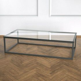 Evka Potrica Metal Siyah Ayak Şeffaf Cam Tabla Orta Sehpa