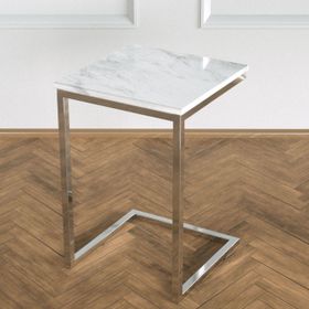 Evka Potrica Paslanmaz Ayak Beyaz Mermer Tabla Orta Sehpa