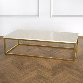 Evka Potrica Pirinç Ayak Bej Mermer Tabla Orta Sehpa