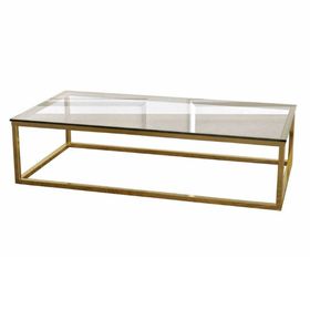 Evka Potrica Pirinç Ayak Şeffaf Cam Tabla Orta Sehpa