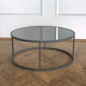 Evka Potrica Yuvarlak Metal Siyah Ayak Ayna Tabla Orta Sehpa