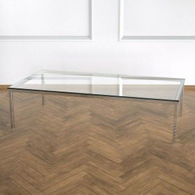 Evka Shiny Paslanmaz Ayak Şeffaf Cam Tabla Orta Sehpa