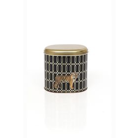 Evle EF004-F3 Safari Tiger Desenli Oval Metal Saklama Kabı