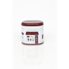 Evle EF004-F7 Patisserie Home Desenli Oval Metal Saklama Kabı